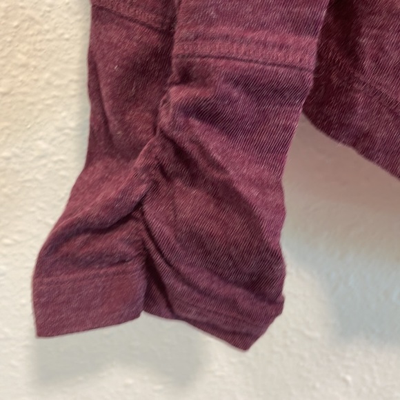 PrAna Mock Neck Long Sleeve Shirt maroon Heather with racerback rouching size M - Picture 5 of 6